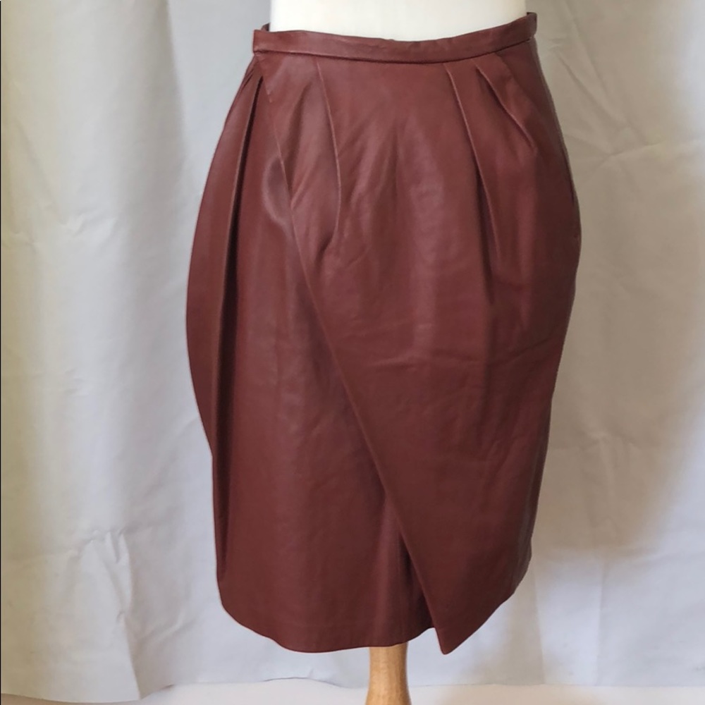 Oxblood Edun Leather Skirt